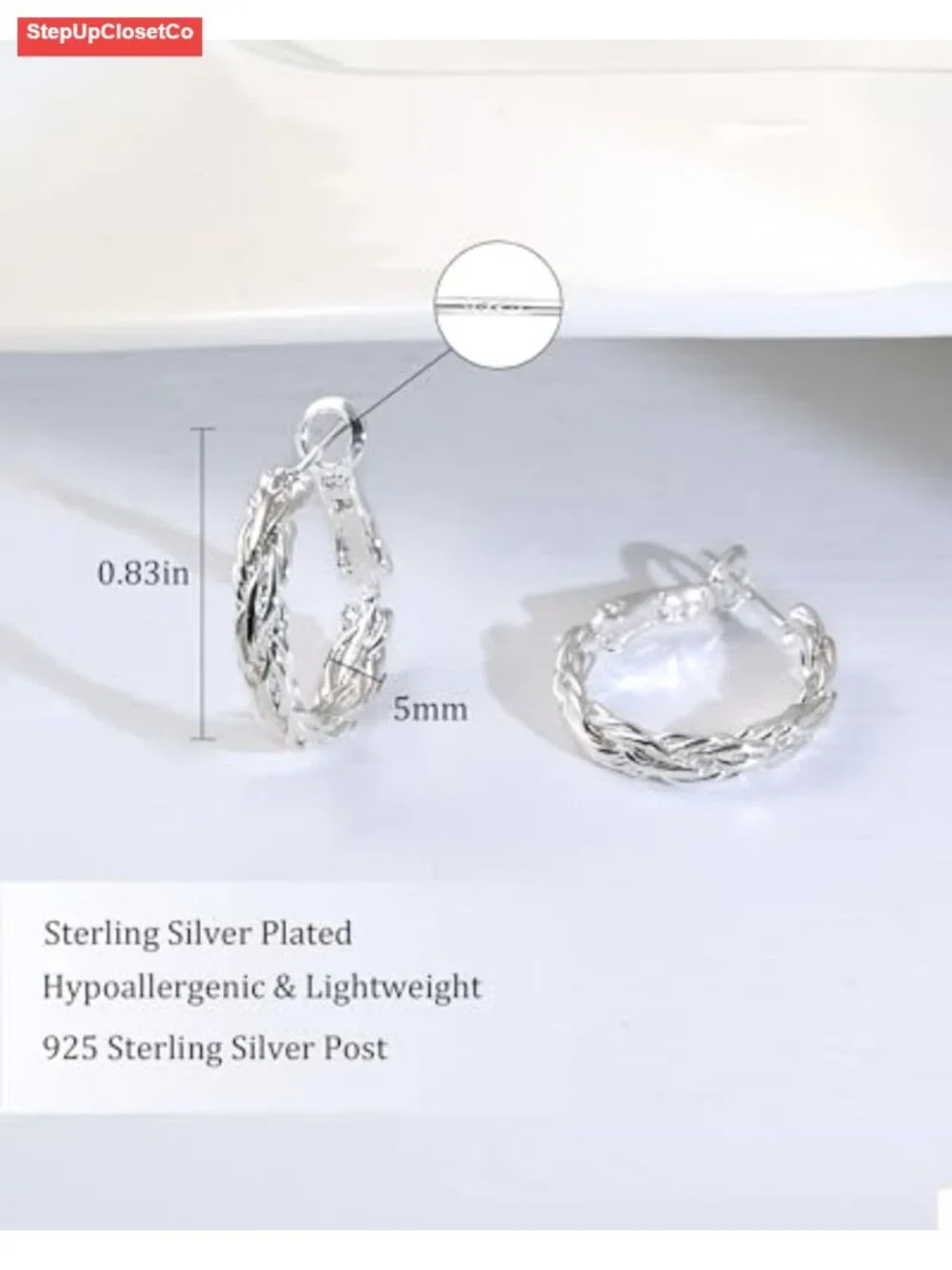 Twisted Gold and Silver Hoop Earrings, 14K Gold Plated, Hypoallergenic